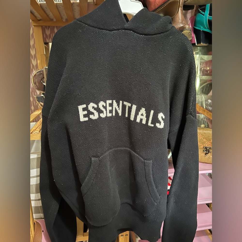 ESSENTIALS FEAR OF GOD black knit hoodie